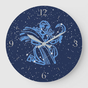 Reloj Redondo Grande Constelación de Virgo y Rótulo Zodiaco con estrell