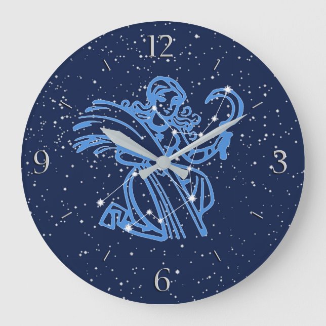 Reloj Redondo Grande Constelación de Virgo y Rótulo Zodiaco con estrell (Anverso)