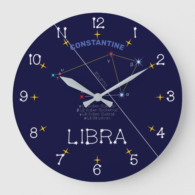 Reloj Redondo Grande Constelación de Zodiac Libra (Anverso)