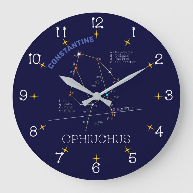 Reloj Redondo Grande Constelación de Zodiac Ophiuchus (Anverso)
