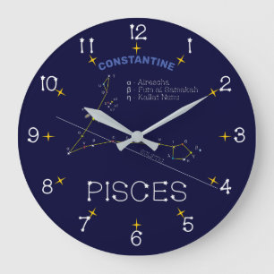 Reloj Redondo Grande Constelación de Zodiac Pisces