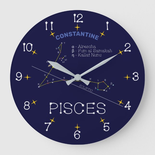 Reloj Redondo Grande Constelación de Zodiac Pisces (Anverso)