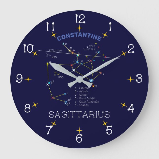 Reloj Redondo Grande Constelación de Zodiac Sagittarius (Anverso)