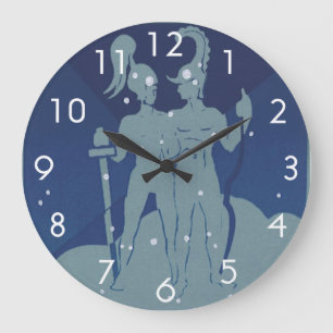 Reloj Redondo Grande Constelación gemela de Géminis Astrología zodiacal