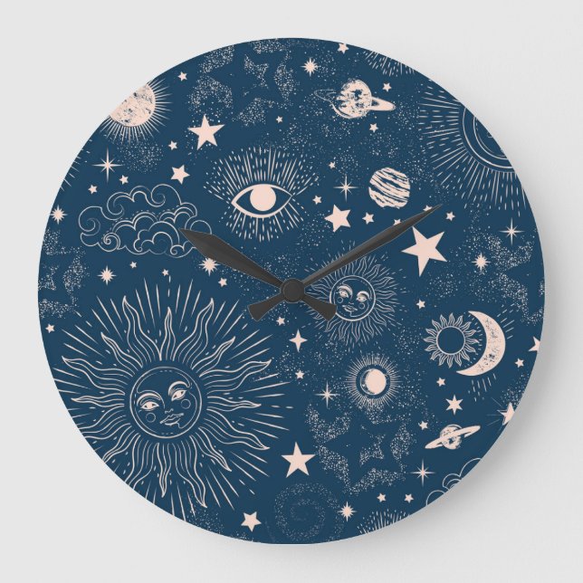 Reloj Redondo Grande Constelaciones galácticas: diseño de patrones de e (Anverso)