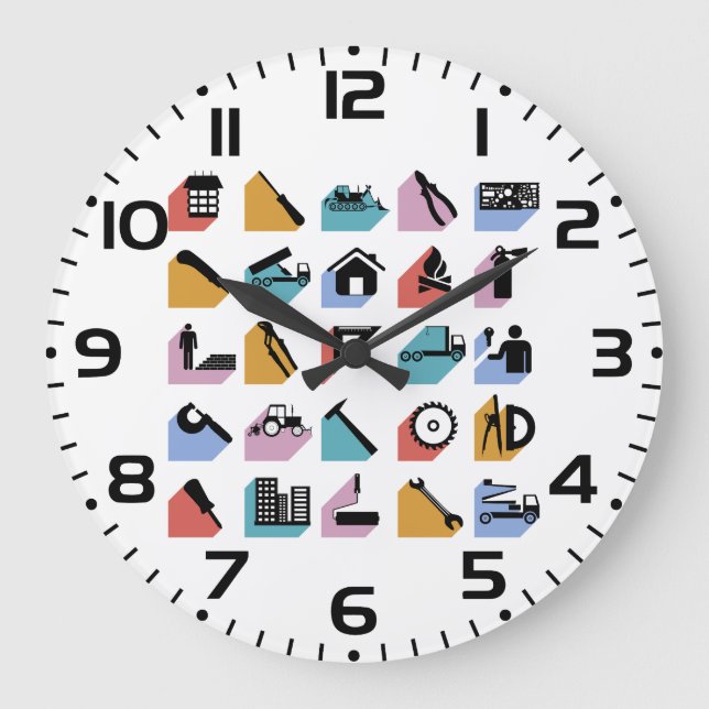 Reloj Redondo Grande Construction and DIY Home Improvement Icons (Anverso)
