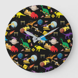 Reloj Redondo Grande Construction Trucks Astronaut Dinosaurs in Space 