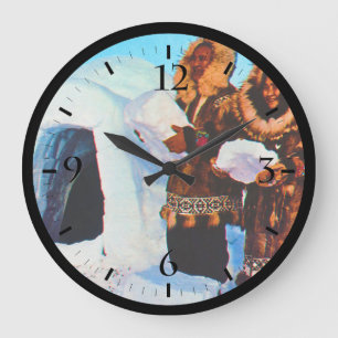 Reloj Redondo Grande Constructores de iglús vintage USA Alaska