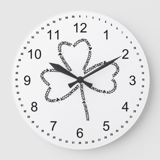 Reloj Redondo Grande Contable Text Shamrock (Anverso)