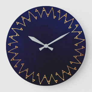 Reloj Redondo Grande Contemporáneo azul geométrico del terciopelo de