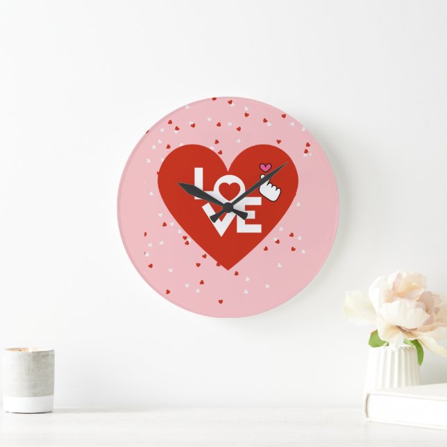 Reloj Redondo Grande Contemporáneo Feliz Día de San Valentín (Hogar)