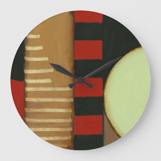 Reloj Redondo Grande Contemporary Loft Style Paneled Painting (Anverso)