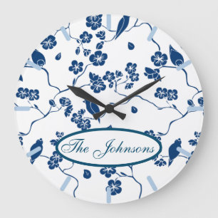 Reloj Redondo Grande Contemporary Toile Birds & Florals