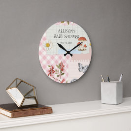 Reloj Redondo Grande Control rosa con acentos florales y escritura Pers