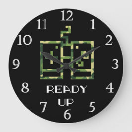 Reloj Redondo Grande Controlador de videojuegos de camuflaje listo para