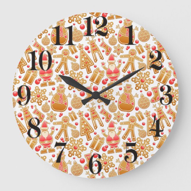 Reloj Redondo Grande Cookies de los Navidades de pan de jengibre de San (Anverso)