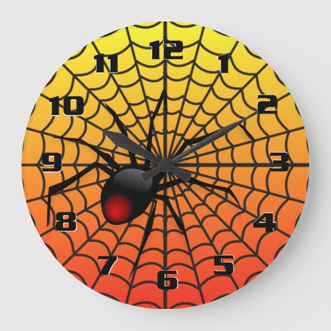Reloj Redondo Grande Cool and Creepy 3D spider on web Halloween (Anverso)
