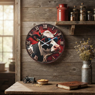 Reloj Redondo Grande Cool Cow Funny Cow with Sunglasses Farmhouse