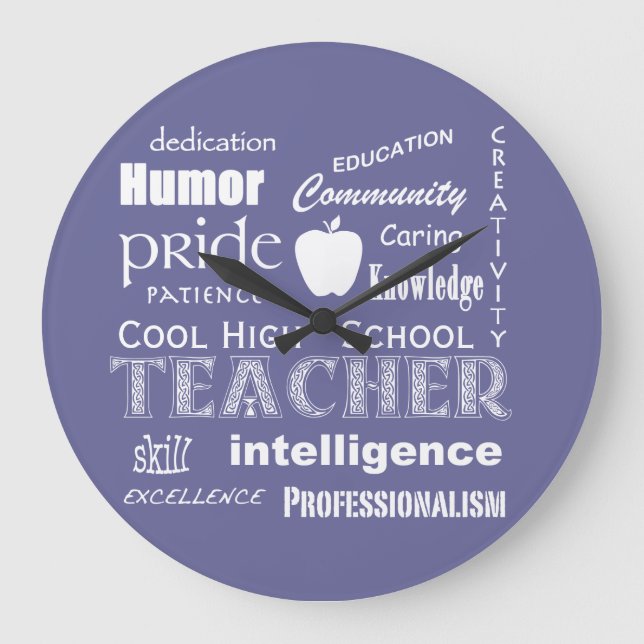 Reloj Redondo Grande Cool High School Teacher Attributes+Apple (Anverso)
