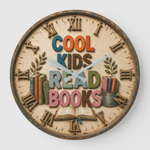 Reloj Redondo Grande Cool Kids Read Books Classroom Teacher Gift