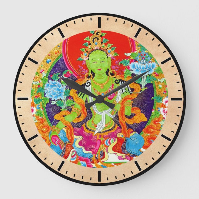 Reloj Redondo Grande Cool oriental tibetan thangka god tattoo art (Anverso)