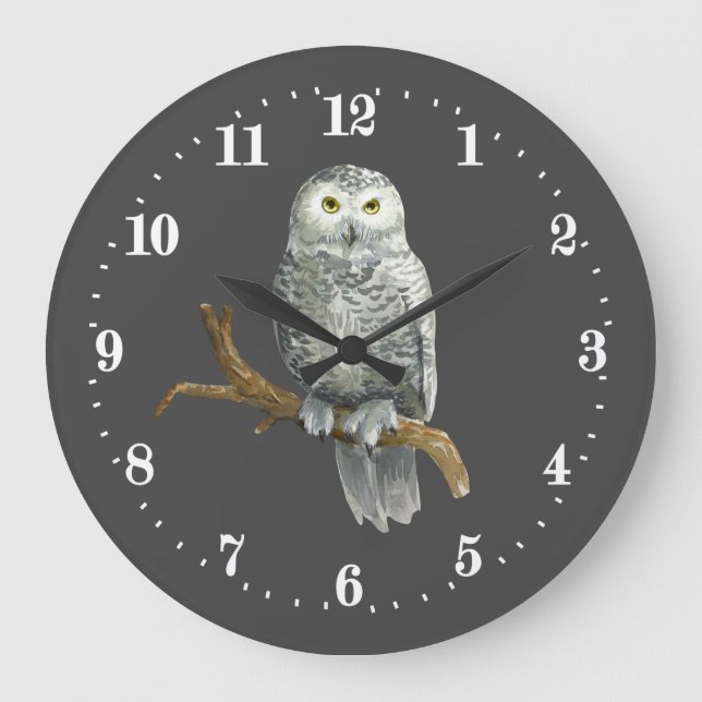 Reloj Redondo Grande cool owl lovers bird Large Clock  (Anverso)
