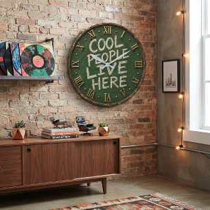 Reloj Redondo Grande Cool People Live Here Funny Chalkboard Farmhouse