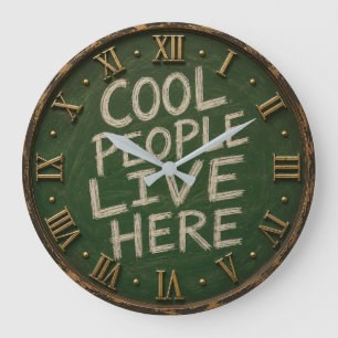 Reloj Redondo Grande Cool People Live Here Funny Chalkboard Farmhouse