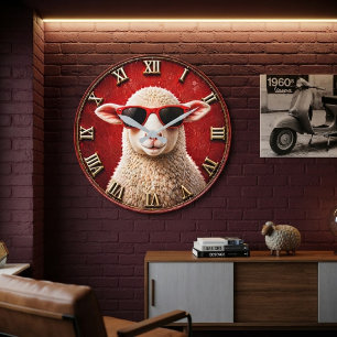 Reloj Redondo Grande Cool Sheep Funny Farmhouse Sheep Decor