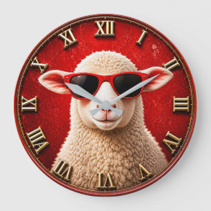 Reloj Redondo Grande Cool Sheep Funny Farmhouse Sheep Decor