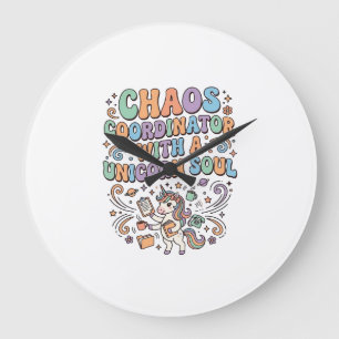 Reloj Redondo Grande Coordinador de Caos de Unicornio con un Alma de Un