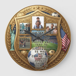 Reloj Redondo Grande Copa Mundial Familia Personalizada 