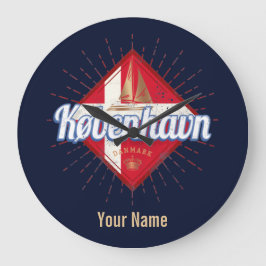 Reloj Redondo Grande Copenhagen Capital Denmark Retro Sailing Ship