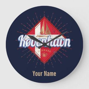 Reloj Redondo Grande Copenhagen Capital Denmark Retro Sailing Ship