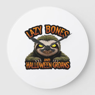 Reloj Redondo Grande Copia de Lazy Bones y Halloween Groans - S Creepy
