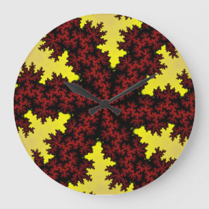Reloj Redondo Grande Copo de nieve rojo y amarillo