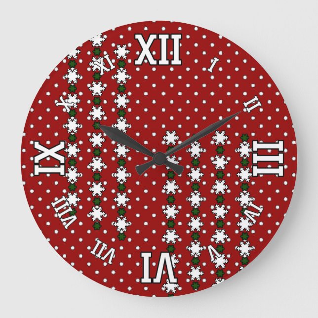 Reloj Redondo Grande Copos de nieve de invierno (Anverso)