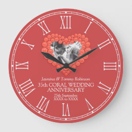 Reloj Redondo Grande Coral 35th wedding anniversary custom photo