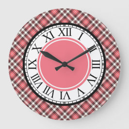 Reloj Redondo Grande Coral rosa, negro y blanco