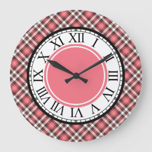 Reloj Redondo Grande Coral rosa, negro y blanco