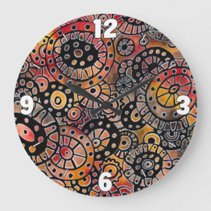 Reloj Redondo Grande Corales de ovario tranquilos de Borgoña Resumen or