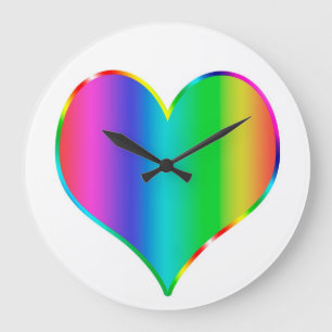 Reloj Redondo Grande Corazón arcoiris