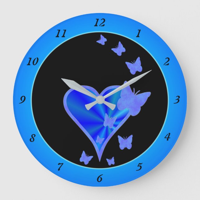 Reloj Redondo Grande Corazón arcoiris y mariposa (Anverso)