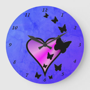 Reloj Redondo Grande Corazón arcoiris y mariposa