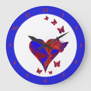 Reloj Redondo Grande Corazón arcoiris y mariposa