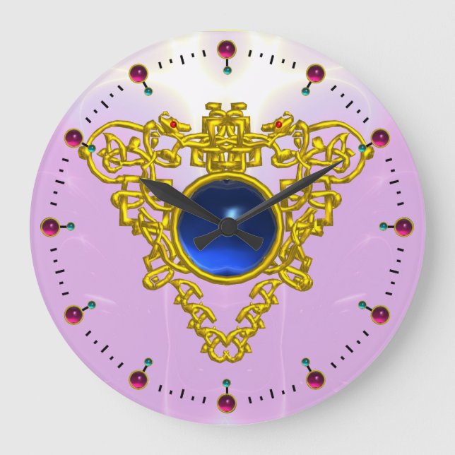 Reloj Redondo Grande CORAZÓN CELÁTICO AZUL CON SAFIRO AZUL, Negro (Anverso)
