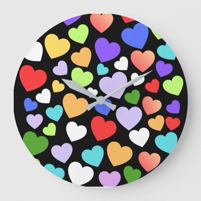 Reloj Redondo Grande Corazón colorido (Anverso)