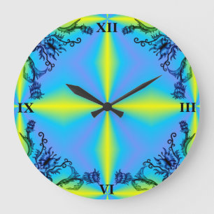 Reloj Redondo Grande Corazón con flor y mariposa