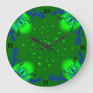 Reloj Redondo Grande Corazón con flor y mariposa