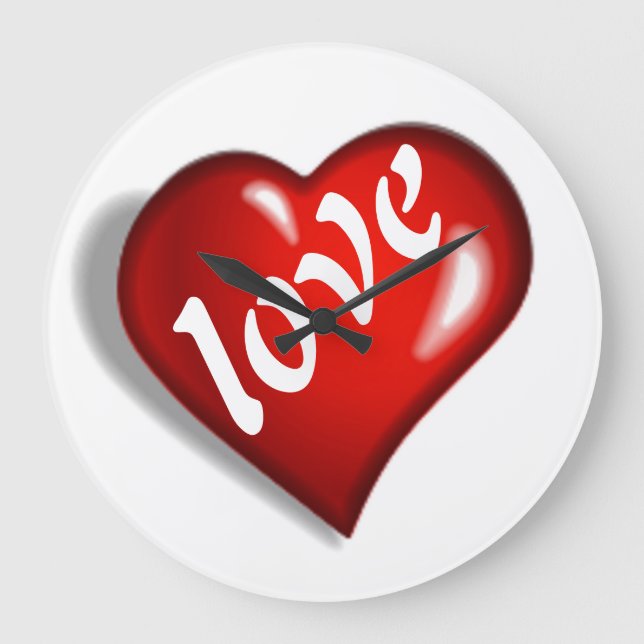 RELOJ REDONDO GRANDE CORAZÓN DE AMOR ROJO (Anverso)